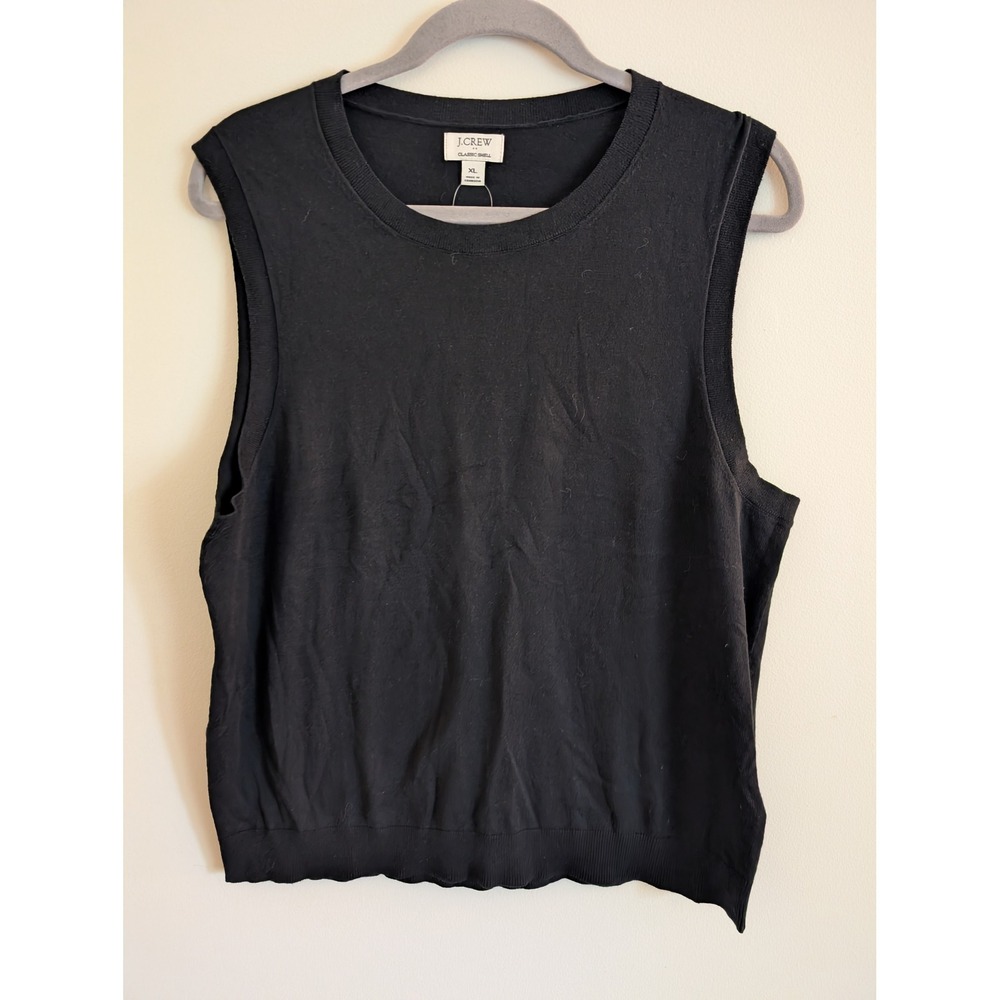 J.Crew Classic Shell Black Cotton Sleeveless Sweater Vest XL NWT minimalist prep